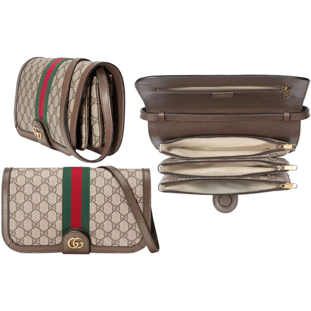 Gucci Messenger GG Supreme Canvas Web Stripe OPHIDIA Beige